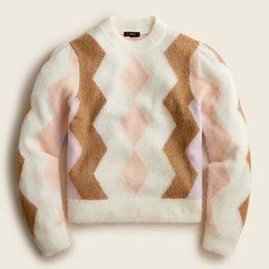 J-crew Diamond-checked cropped crewneck sweater NWT
